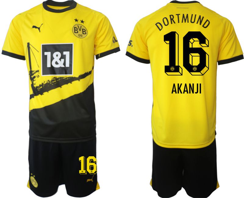 Men 2023-2024 Club Borussia Dortmund home yellow #16 Soccer Jersey